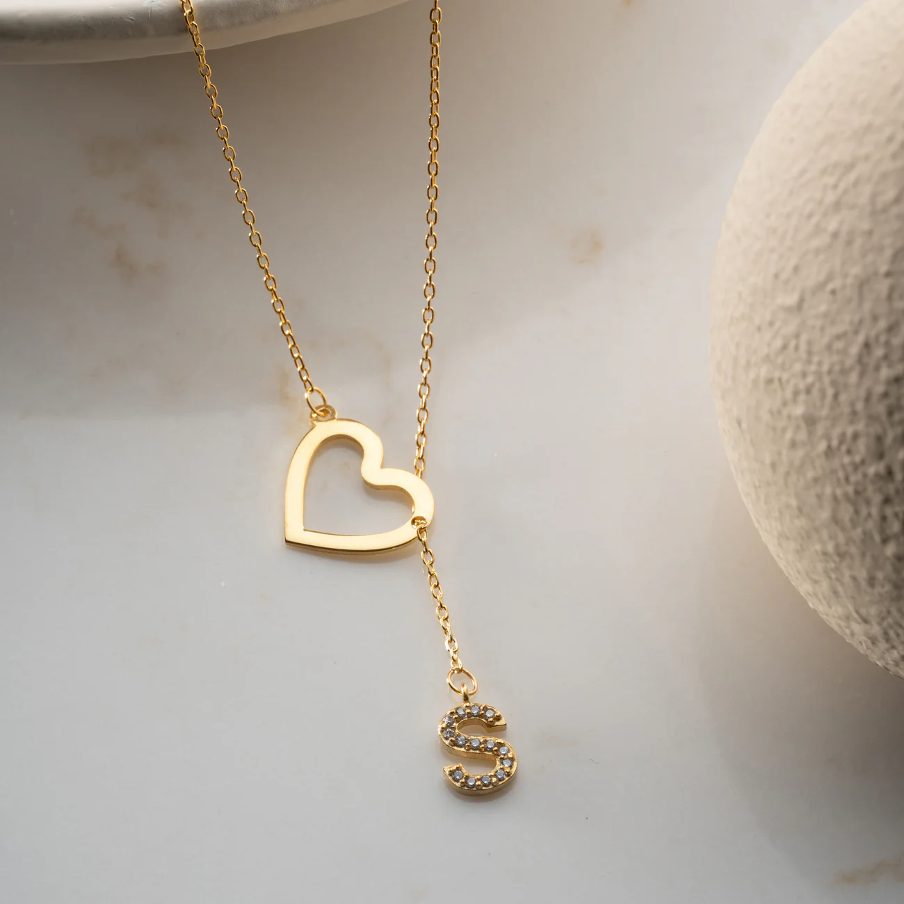 Herz mit Zirkonia Buchstabenkette