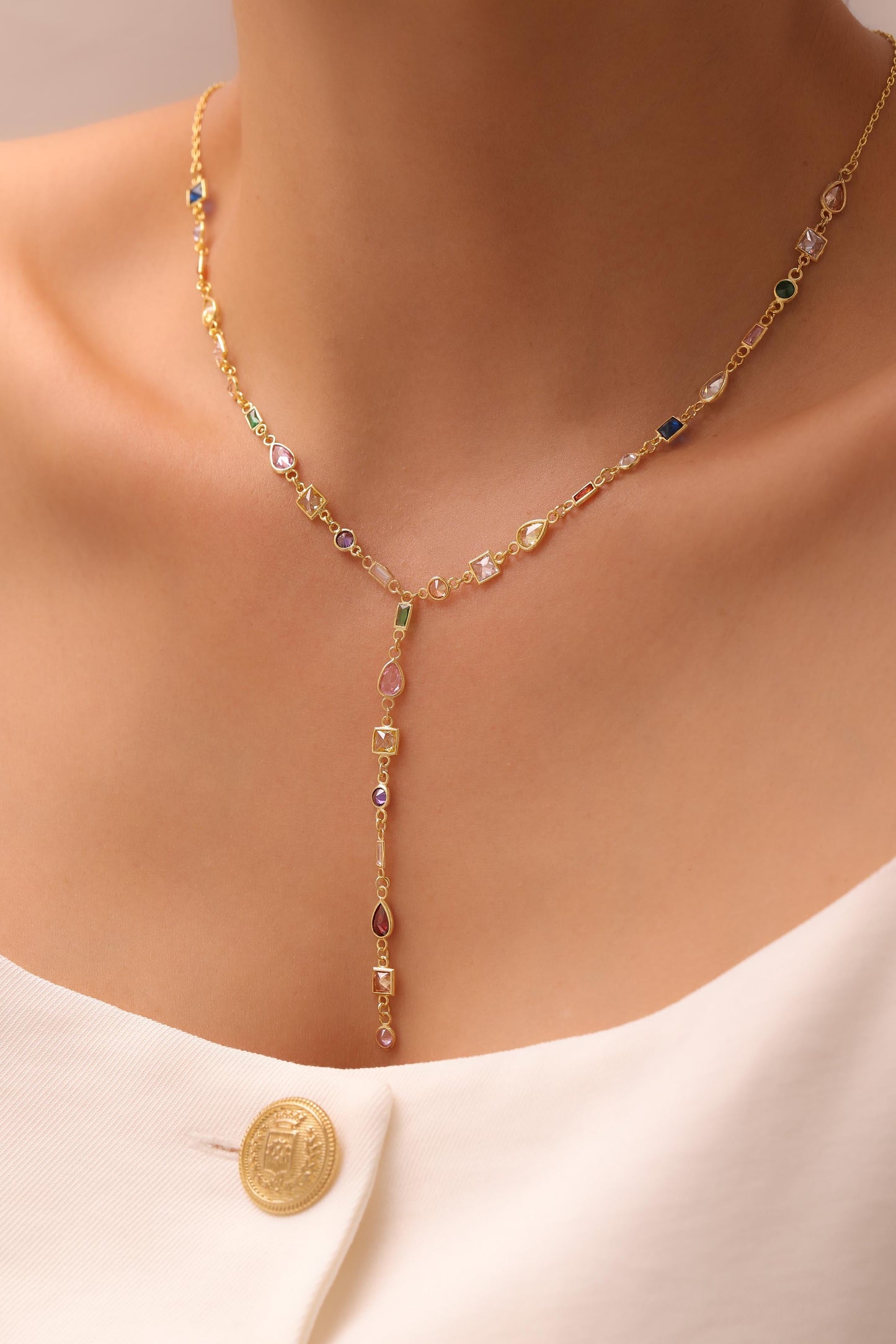 Rainbow Gems Y-Halskette