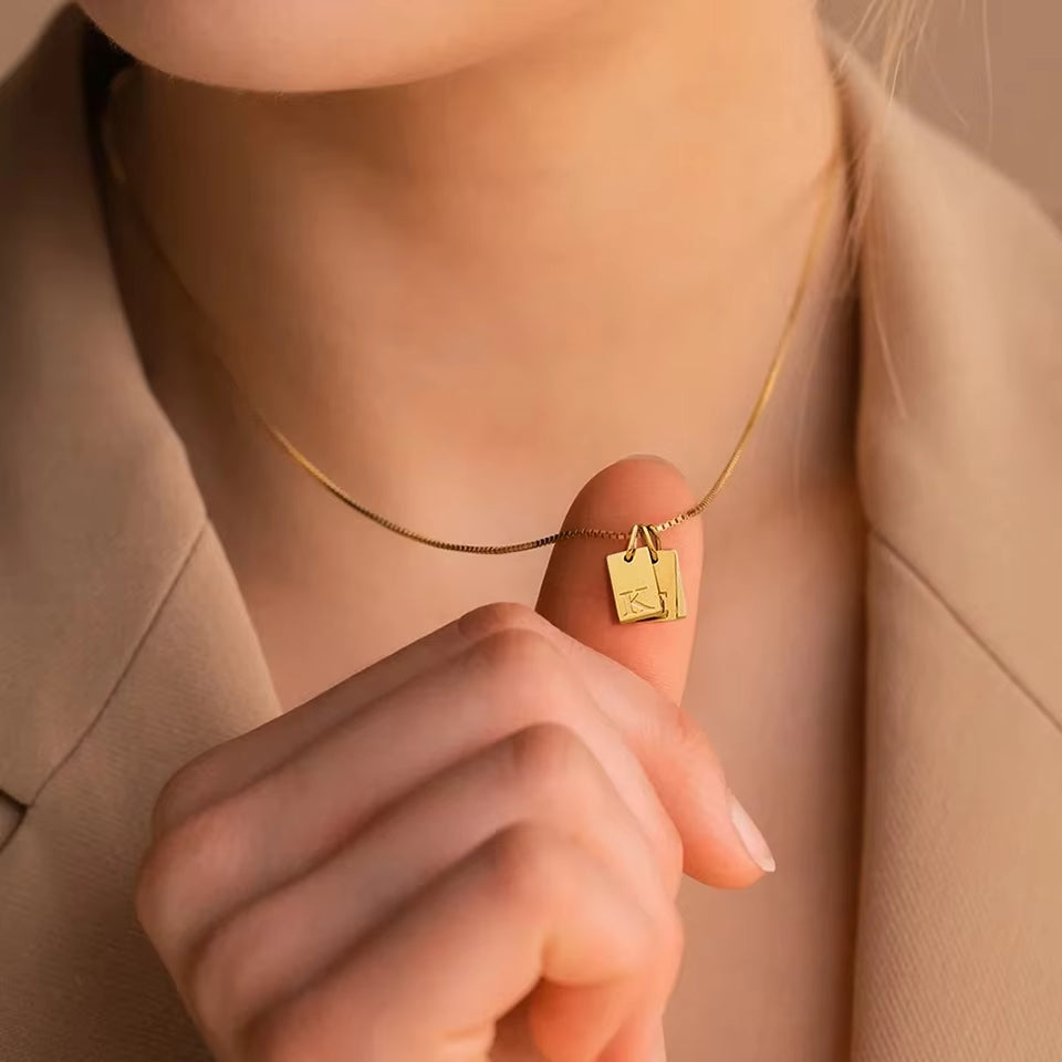 Plaid Letter Halskette