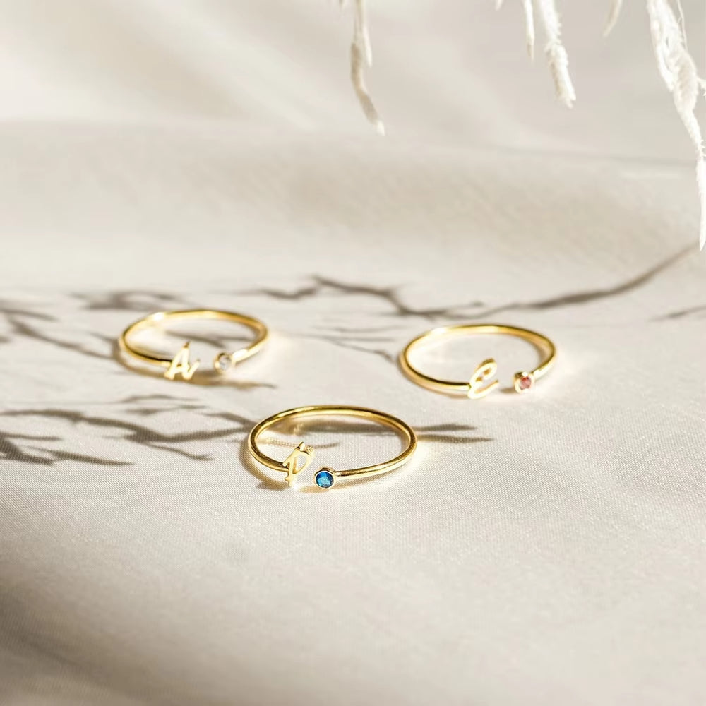 Birthstones Letter Ring