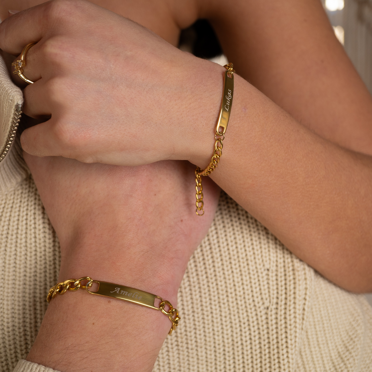 Golden ID-Armband- Dünn